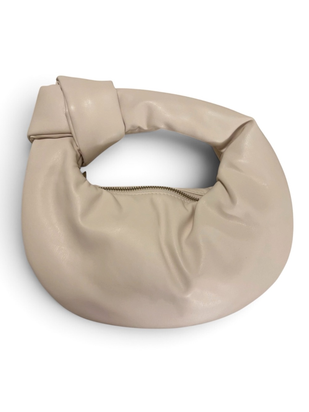 Melie Bianco Alexandra Cream Vegan Leather Knotted Hobo Bag